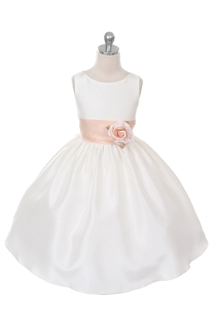 Flower Girl Dresses #KD204PE  : Poly Silk Sleeveless Dress with Different Color Removable Sash