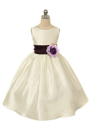 Flower Girl Dresses #KD204PU  : Poly Silk Sleeveless Dress with Different Color Removable Sash