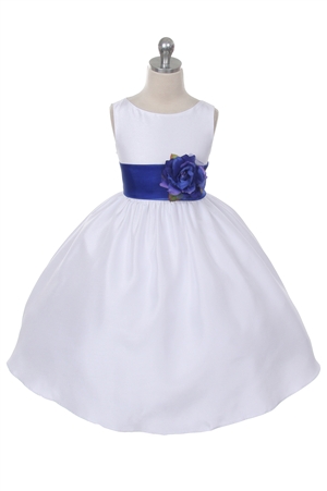 Flower Girl Dresses #KD204RB : Poly Silk Sleeveless Dress with Different Color Removable Sash