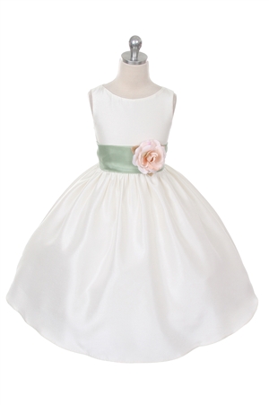 Flower Girl Dresses #KD204SA  : Poly Silk Sleeveless Dress with Different Color Removable Sash
