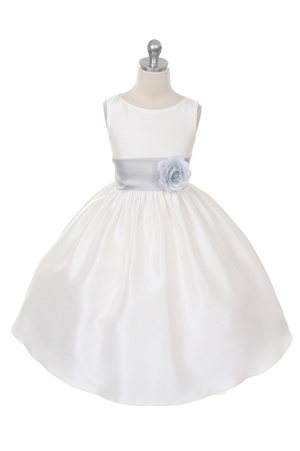 Flower Girl Dresses #KD204SI  : Poly Silk Sleeveless Dress with Different Color Removable Sash