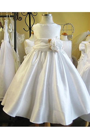 Flower Girl Dresses #KD204W : Poly Silk Sleeveless Dress with Different Color Removable Sash