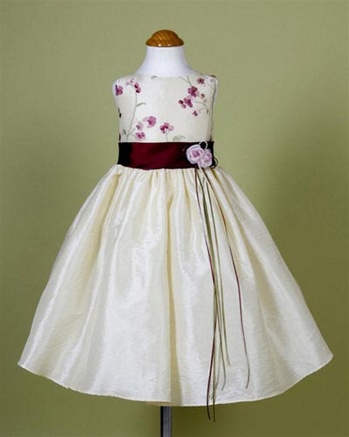 Flower Girl Dresses # KD226BU  : Elegant Taffeta Dress with Delicate Embroidery on The Whole Bodice