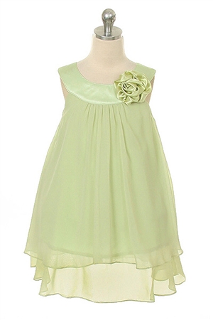Flower Girl Dresses #KD255SA : Crinkle Sheer Chiffon Dress with Solid Lining