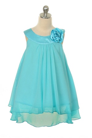 Flower Girl Dresses #KD255TU  : Crinkle Sheer Chiffon Dress with Solid Lining