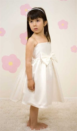 Flower Girl Dresses #KD259IV: Satin Strapless Bow Accented Flowergirl Dress