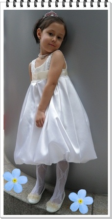 Flower Girl Dresses # KD282IV : Sequined Bodice with Satin bubble Hemmed Finished Skirt