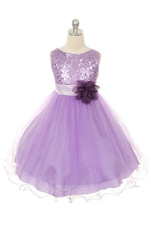 Flower Girl Dresses #KD305L : Stunning Sequined Bodice with Double Layered Mesh