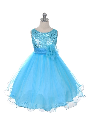 Flower Girl Dresses #KD305T : Stunning Sequined Bodice with Double Layered Mesh