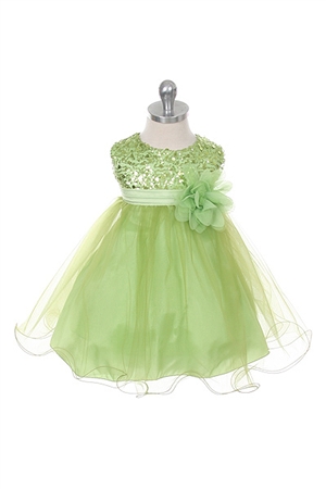 Flower Girl Dresses #KD315GR : Stunning Sequined Bodice with Double Layered Mesh