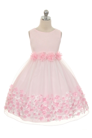 #KD332 : Adorable Mesh Dress Adorned with Taffeta Flowers
