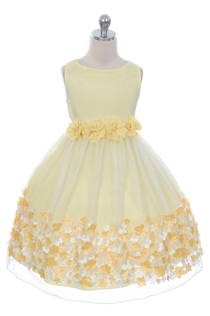 #KD332 : Adorable Mesh Dress Adorned with Taffeta Flowers