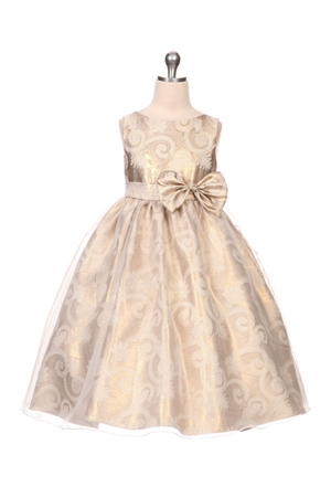 Flower Girl Dress #KD350 Paisley Jacquard Dress with an Organza Overlay