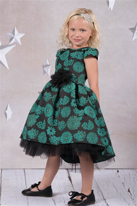 #KD402 : Peek-A-Boo Tulle High-Low Girl Dress- Flower Elegance