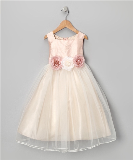#KD428 Rose : Vintage Rose Satin Tulle Dress