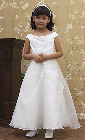 Flower Girl Dresses #KD8035 : Satin Dress with Organza Overlay