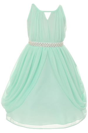 Elegant Grecian Chiffon Gown with Pearl & Crystal (#KK2071)