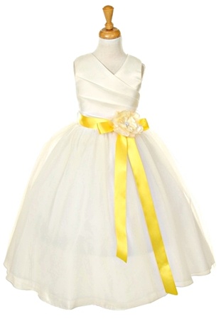 Flower Girl Dresses #KK6001TI : V Neckline Sleeveless Bodice with 4 Layers Tulle Skirts
