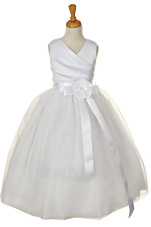 Flower Girl Dresses #KK6001TW : V Neckline Sleeveless Bodice with 4 Layers Tulle Skirts