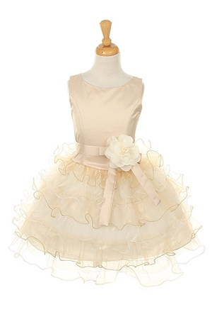 Flower Girl Dresses #KK6331B : Gorgeous Satin Bodice w/ Two-Toned Ruffled Skirt w/ Matching Belt Girl Dress