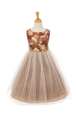 Flower Girl Dresses #KK6367 : Multi Brocade Bodice with Tulle Skirt