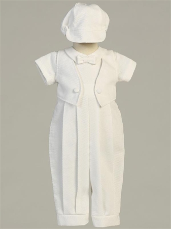 #LTBenjamin : Poly cotton long romper with sewn-on vest and hat