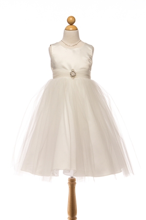 Darling Dim Satin & Tulle Gown with Brooch (#PA208)