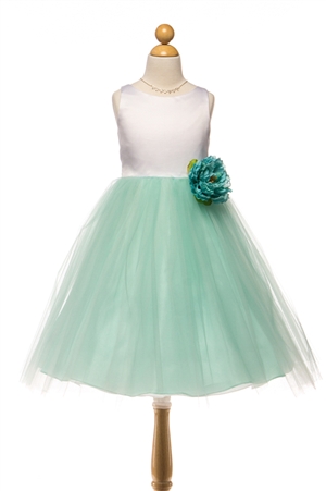 Adorable Dim Satin & Tulle Gown with Carnation (#PA212)