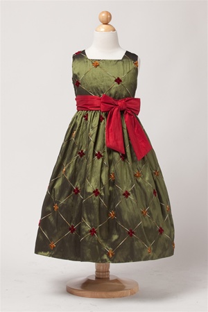 Flower Girl Dresses #SK456OL : Velvet Embroidered Taffeta Dress