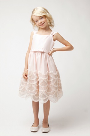 Flower Girl Dresses SK491PK : Rosette and cord emb. scallop skirt