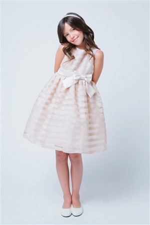 Flower Girl Dress #SK532CH : Stipped Organza Flower Girl Dress