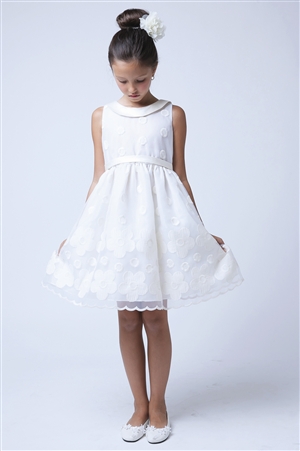 Darling Flower & Dot Embroidered Organza Dress with Collar (SK558)