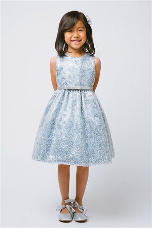 Flower Girl Dresses SK605 :  Metallic Cord Embroidered Dress with Belt
