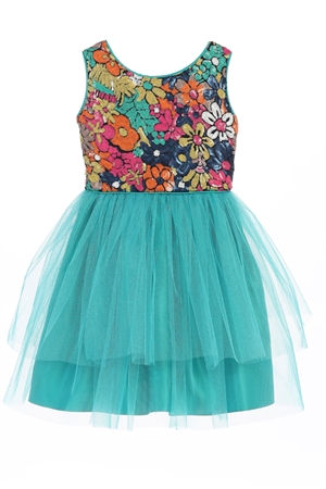 Flower Girl Dresses #SK606 : Flower Sequin Top w/2 Tier Tulle