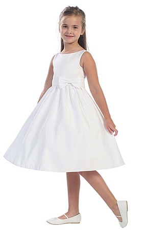 Flower Girl Dresses #TT5489W  : Simply Elegant Satin Dress with Sequin Waistline