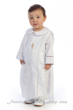 Christening Gown #AG264 : Beautiful shantung poly boy’s romper.