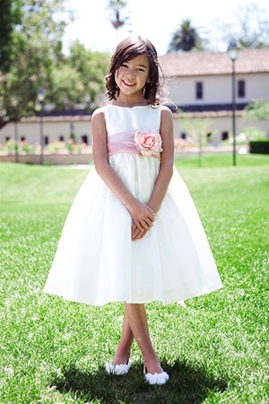 Flower Girl Dresses #KD204H  : Poly Silk Sleeveless Dress with Different Color Removable Sash