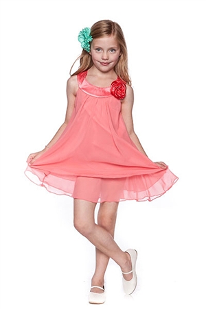 Flower Girl Dresses #KD255CO : Crinkle Sheer Chiffon Dress with Solid Lining