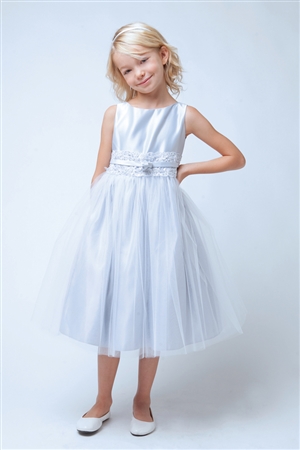 Flower Girl Dresses #SK473 : Satin with Metallic Lace