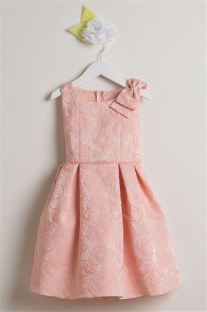 Vintage Style Rose Jacquard Gown with Shoulder Bow (SK554)