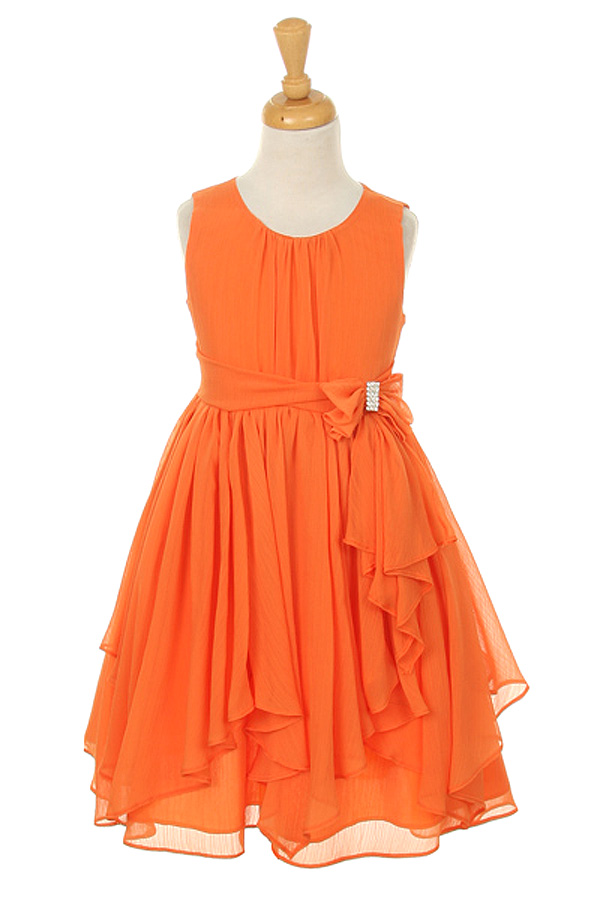 Flower Girl Dresses #KK2040D : Cute & Comfy Chiffon Dress w/ Asymmetric ...