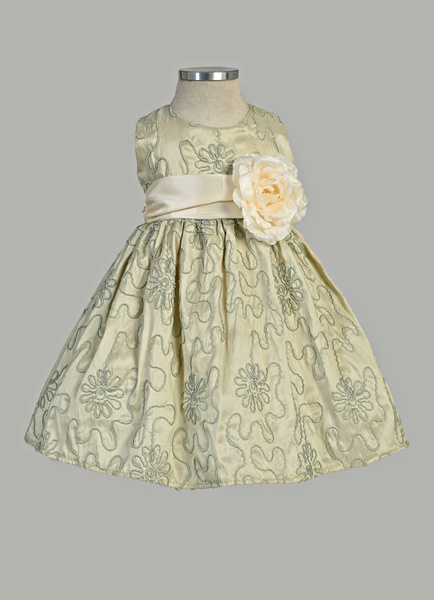 Cord Embroidered Sleeveless Taffeta Dress