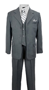 AA888GR: Dapper Boys Pinstripe Suit with Matching Tie