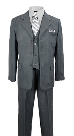 AA888GR: Dapper Boys Pinstripe Suit with Matching Tie