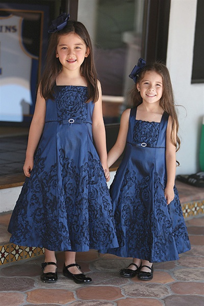 Flower Girl Dresses Ag572n Beautiful A Lined Taffeta Dress W Flower Pattern Embroidery Removable Bow