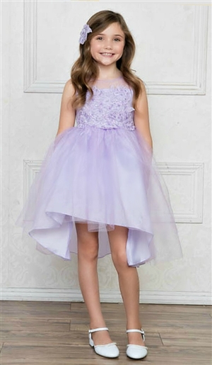 #CAD-758LI : High-Low Tulle Dress with Beaded and Embroidered Bodice