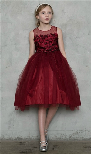 #CAD-771BG : Embellished Illusion Bodice and Tulle Dress