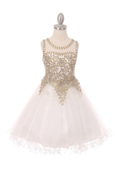 #CD5017 : Sleeveless Gold Embellished Short Party Dress