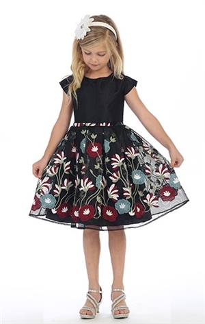 #JK3725 : Colorful dress with embroidered flowers
