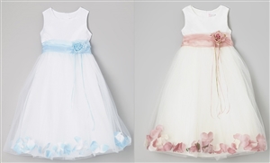 #KD160B babyblue-dustyrose : Flower Petal Dress